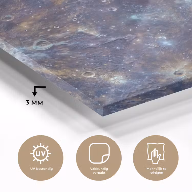 Glas schilderij - Planeet - Kraters - Ruimte - Planeet - Kraters - Ruimte plexiglas 5mm klein