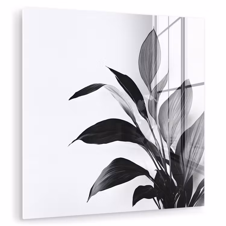 Plant - Bladeren - Minimalistisch - Zwart plexiglas 5mm klein -zzzproduct_nieuw
