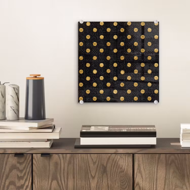 Polka Dot - Stippen - Goud - Zwart plexiglas 5mm klein 11 -sfeer1