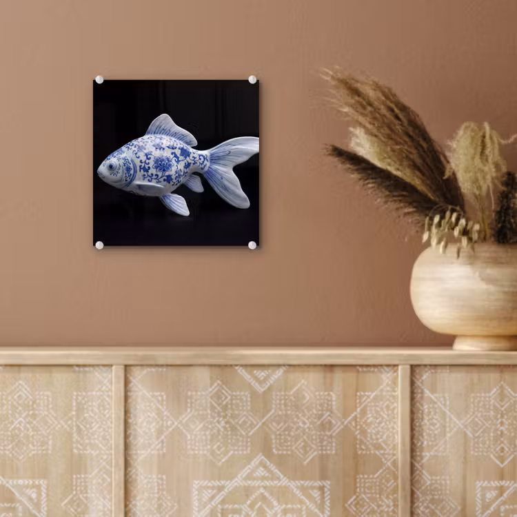 Porselein - Goudvis - Delfts - Blauw plexiglas 5mm klein -sfeer5