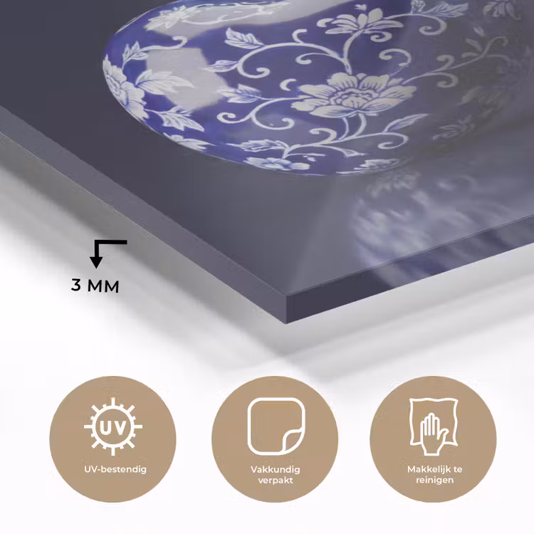 Porselein- Kersen - Delfts - Blauw plexiglas 5mm klein -sfeer2
