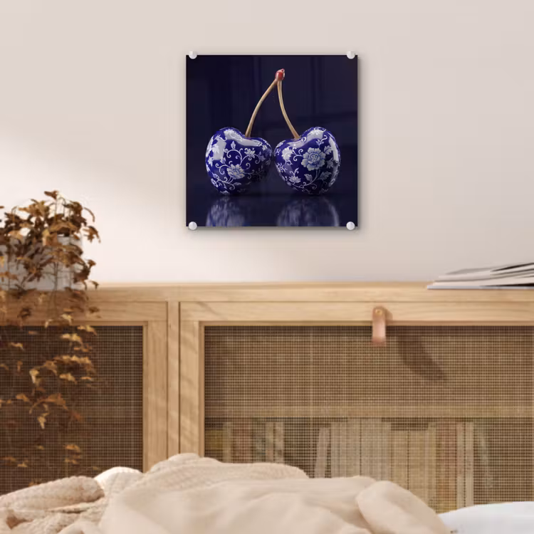 Porselein- Kersen - Delfts - Blauw plexiglas 5mm klein -sfeer4