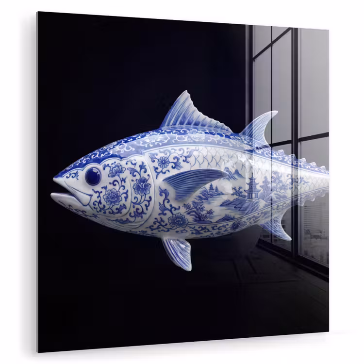 Porselein - Tonijn - Delfts - Blauw plexiglas 5mm klein -zzzproduct_nieuw