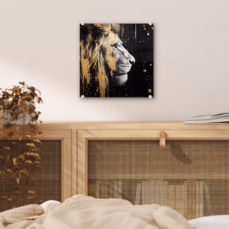 Portret - Leeuw - Abstract - Goud plexiglas 5mm klein -sfeer4