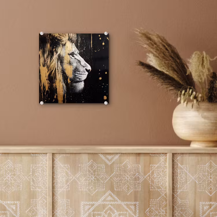 Portret - Leeuw - Abstract - Goud plexiglas 5mm klein -sfeer5