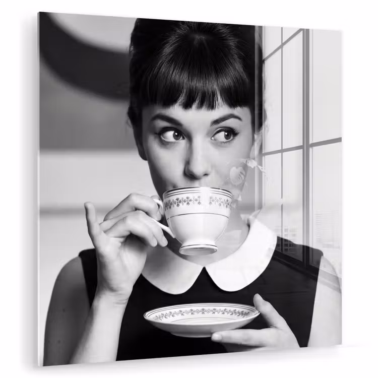 Portret - Thee - Vrouw plexiglas 5mm klein -zzzproduct_nieuw