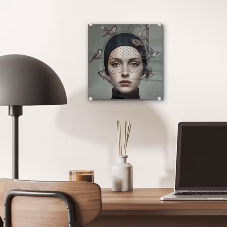Portret - Vogels - Zwart plexiglas 5mm klein -sfeer6