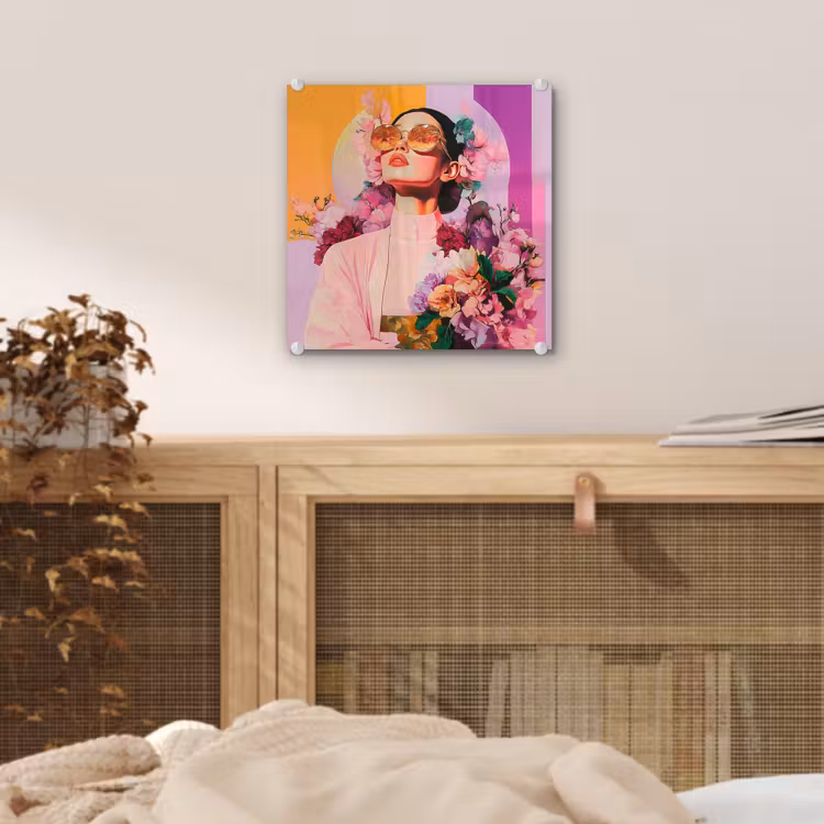 Portret - Vrouw - Abstract - Bloemen plexiglas 5mm klein -sfeer4