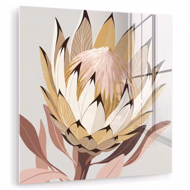 Protea - Bloem - Botanisch - Beige plexiglas 5mm klein -zzzproduct_nieuw
