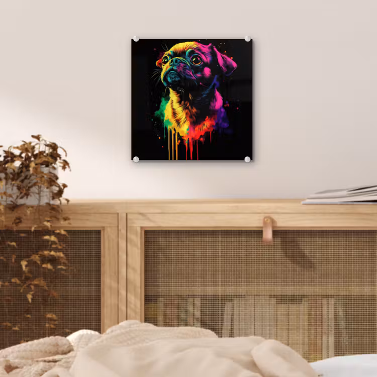 Puck - Hond - Verf - Kleuren plexiglas 5mm klein -sfeer4