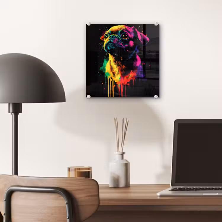 Puck - Hond - Verf - Kleuren plexiglas 5mm klein -sfeer6
