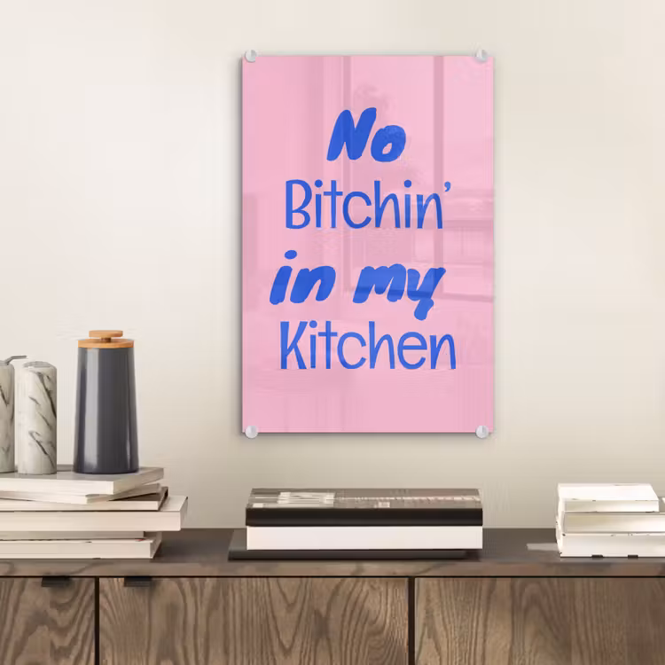 Quote - Blauw - Lettertype - Keuken plexiglas 5mm klein -sfeer1