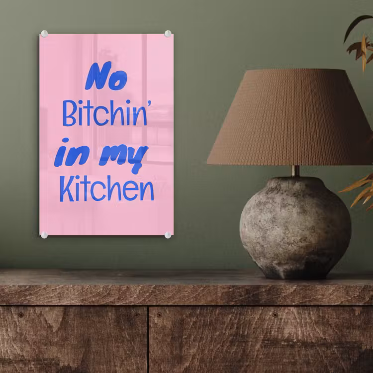 Quote - Blauw - Lettertype - Keuken plexiglas 5mm klein -sfeer3