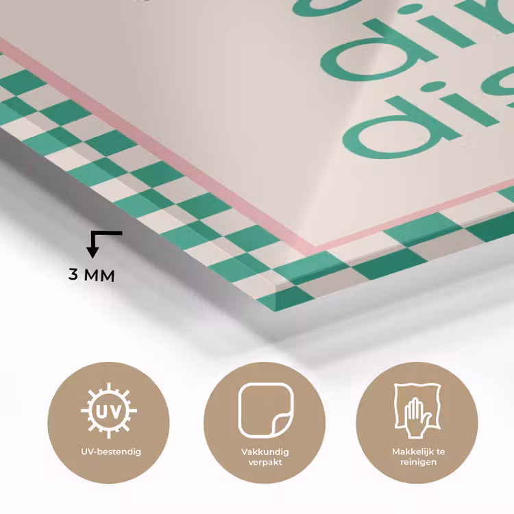 Quote - Groen - Geblokt - Keuken plexiglas 5mm klein -sfeer2