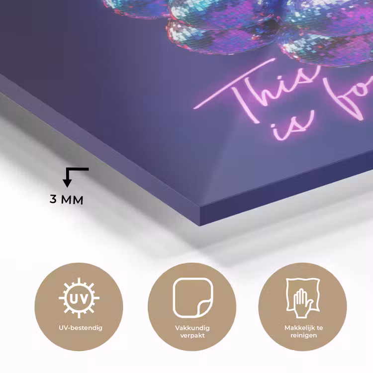 Quote - Neon - Disco - Druiven plexiglas 5mm klein -sfeer2