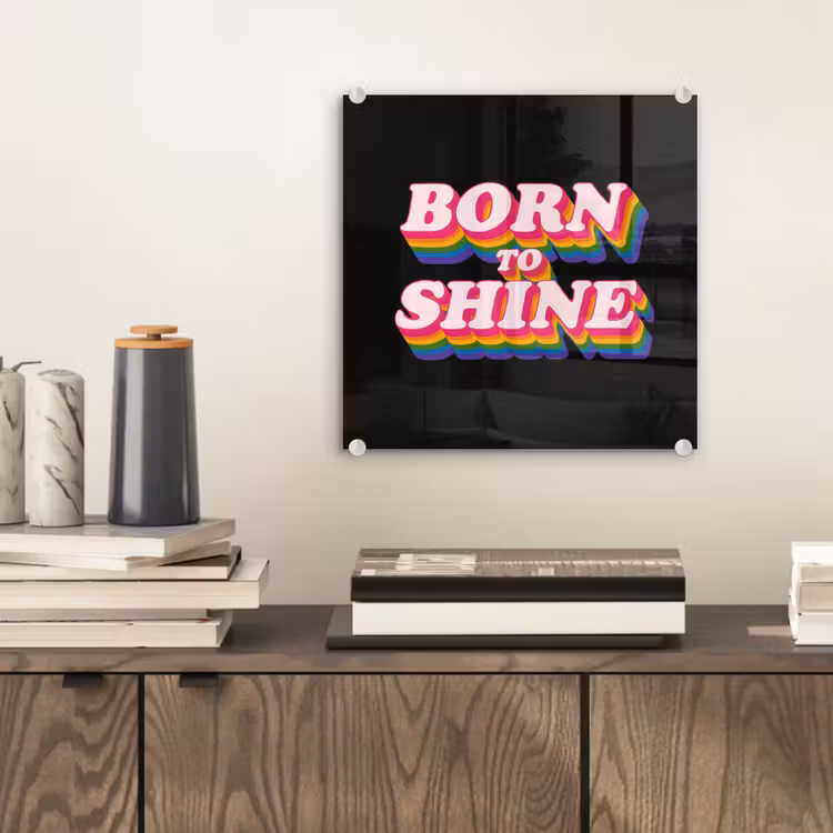Quote - Regenboog - Roze - Zwart plexiglas 5mm klein -sfeer1