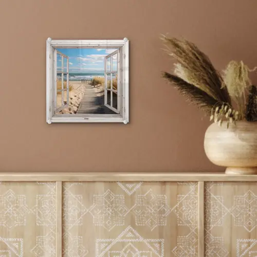Raam - Zee - Kust - Natuur - Doorkijk - Strand - Waddenzee plexiglas 5mm klein -sfeer5