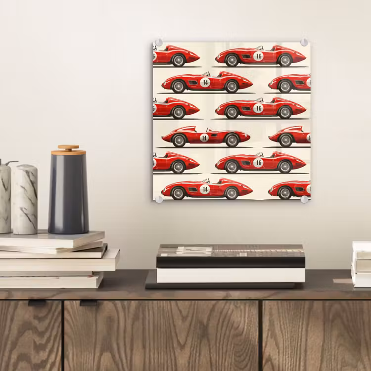 Raceauto - Retro - Rood plexiglas 5mm klein 11 -sfeer1