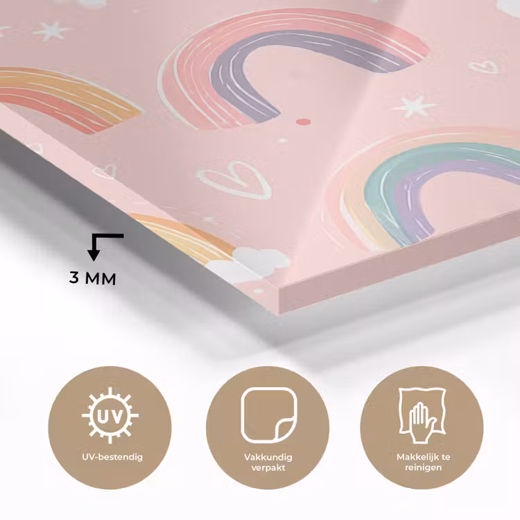 Regenboog - Patroon - Pastel - Handgetekend plexiglas 5mm klein -sfeer2