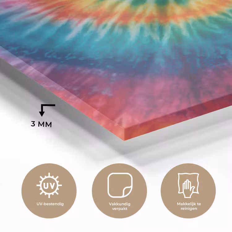 Regenboogkleuren - Tie dye - plexiglas 5mm klein -sfeer2