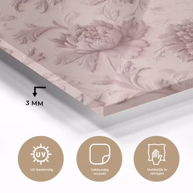 Reliëf - Pioenrozen - Roze plexiglas 5mm klein 11 -sfeer2