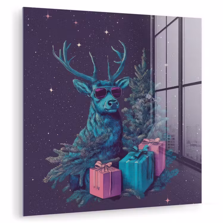Rendier - Zonnebril - Neon - Kerstboom plexiglas 5mm klein -zzzproduct_nieuw