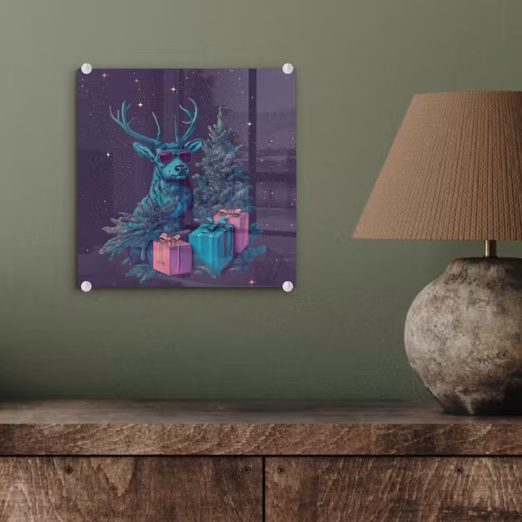 Rendier - Zonnebril - Neon - Kerstboom plexiglas 5mm klein -sfeer3
