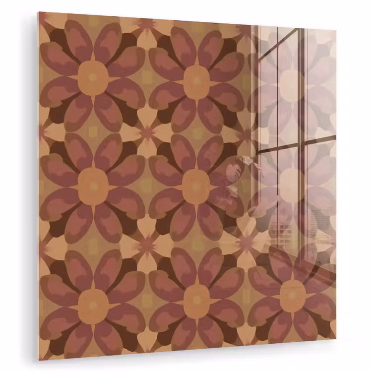Retro - Bloemen - Bruin plexiglas 5mm klein 11 -zzzproduct_nieuw