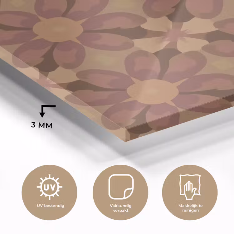 Retro - Bloemen - Bruin plexiglas 5mm klein 11 -sfeer2