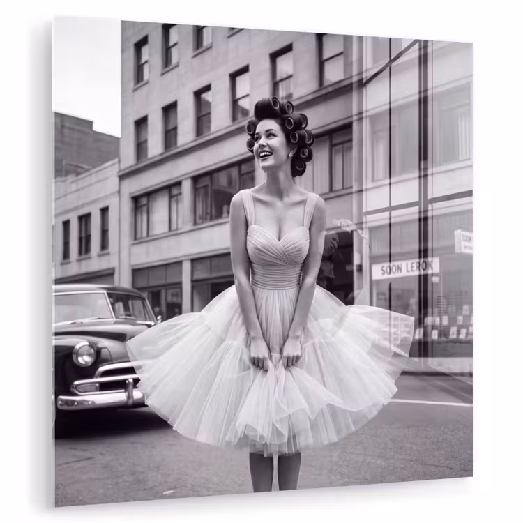Retro - Vrouw - Zwart - Wit plexiglas 5mm klein -zzzproduct_nieuw