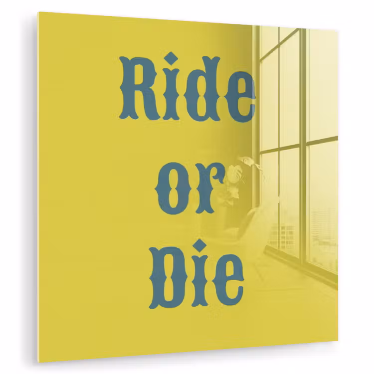 Ride or die - Geel - Blauw plexiglas 5mm klein -zzzproduct_nieuw