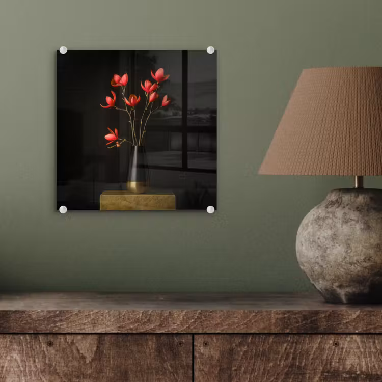 Rode - Bloemen - Vaas plexiglas 5mm klein -sfeer3