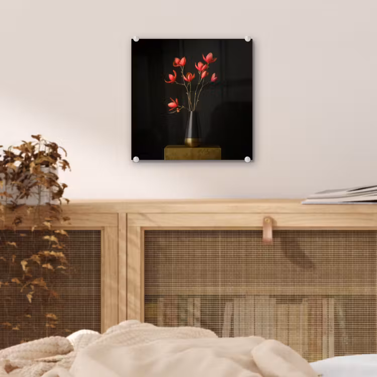 Rode - Bloemen - Vaas plexiglas 5mm klein -sfeer4
