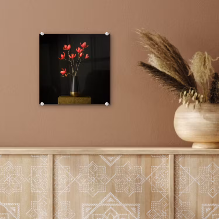 Rode - Bloemen - Vaas plexiglas 5mm klein -sfeer5