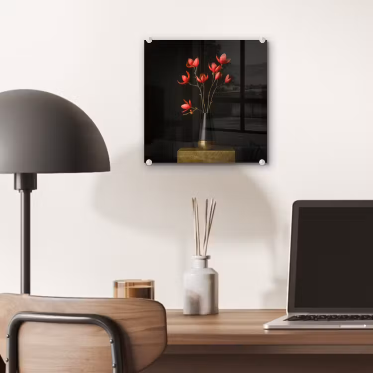 Rode - Bloemen - Vaas plexiglas 5mm klein -sfeer6