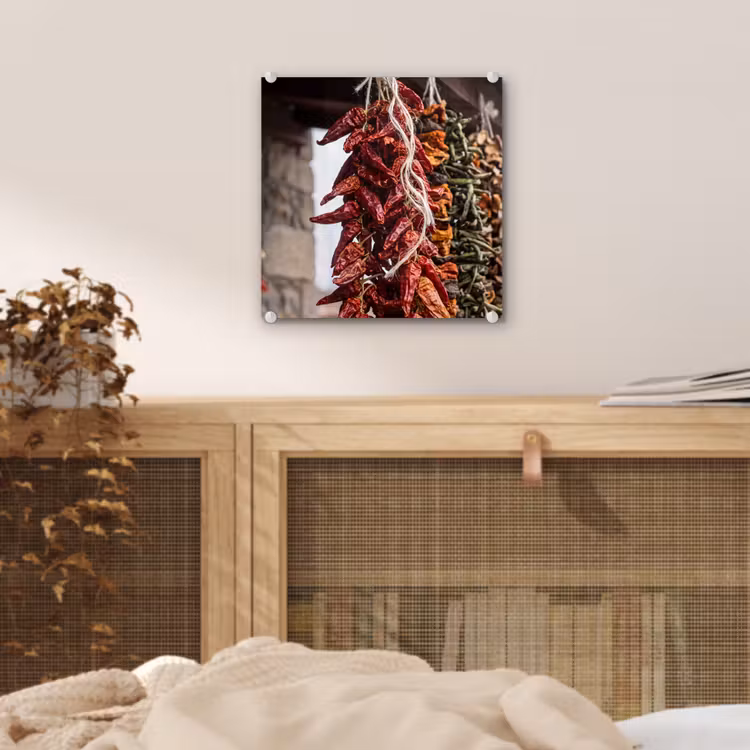 Glas schilderij - Rode pepers - Eten - Rode pepers - Eten plexiglas 5mm klein