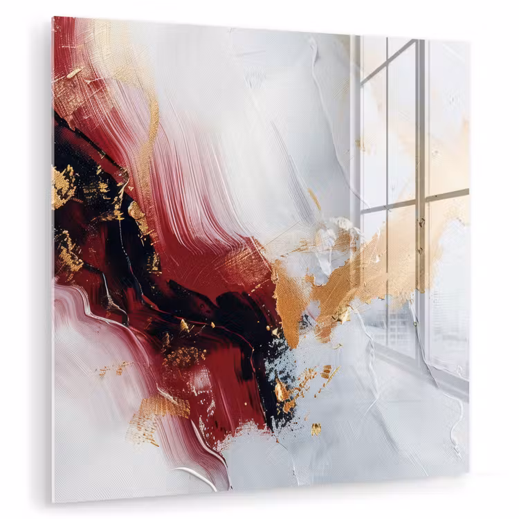 Rood - Abstract - Goud - Modern plexiglas 5mm klein -zzzproduct_nieuw