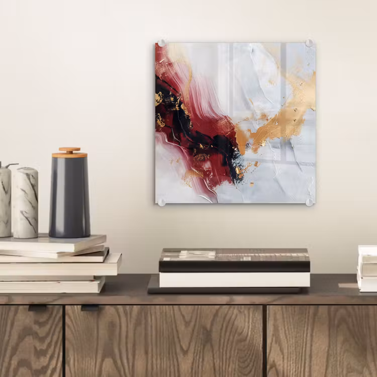Rood - Abstract - Goud - Modern plexiglas 5mm klein -sfeer1