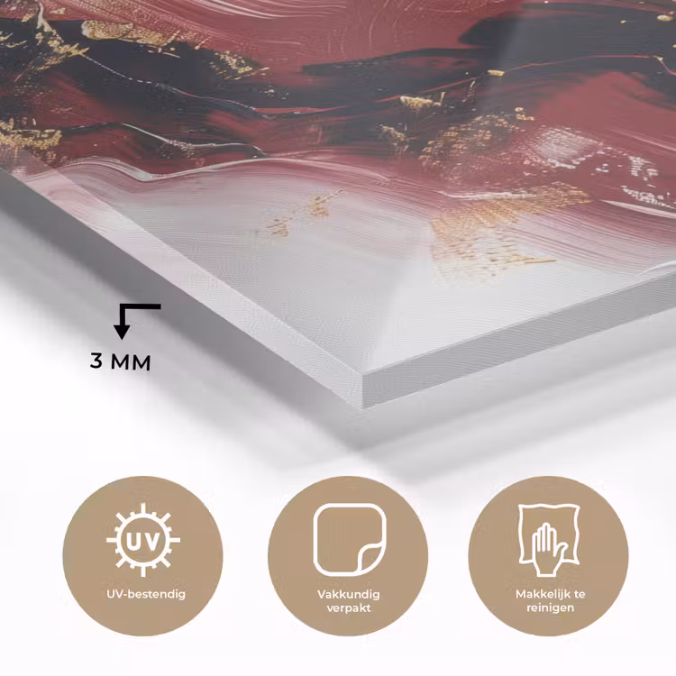 Rood - Abstract - Goud - Modern plexiglas 5mm klein -sfeer2