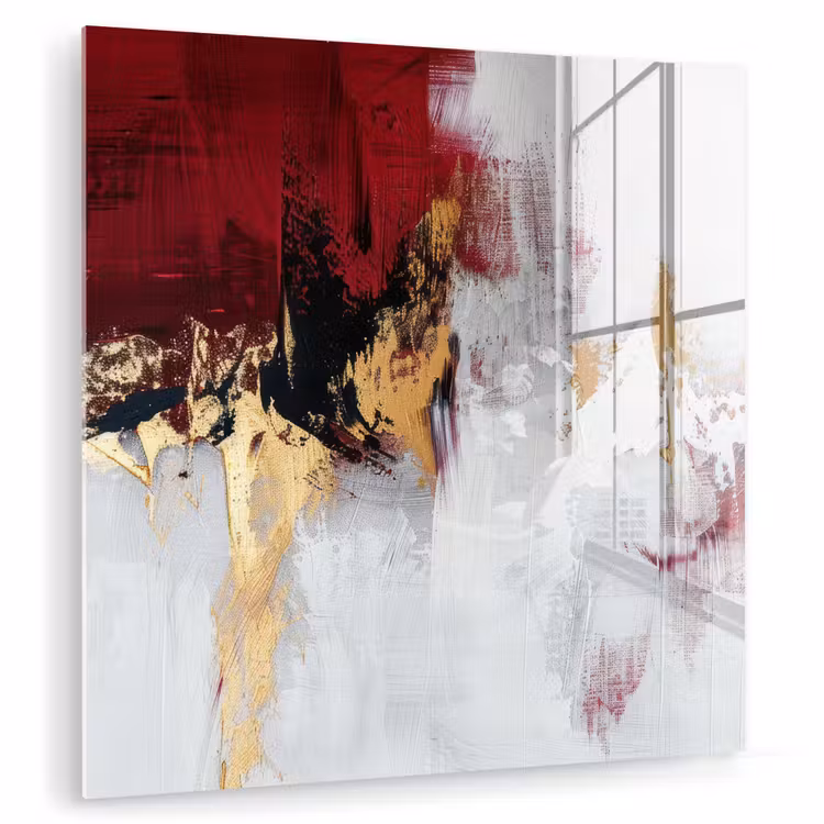 Rood - Marmer - Abstract - Goud - Modern plexiglas 5mm klein -zzzproduct_nieuw