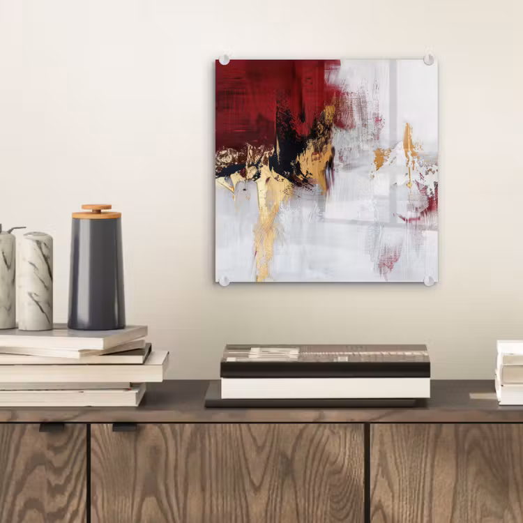 Rood - Marmer - Abstract - Goud - Modern plexiglas 5mm klein -sfeer1