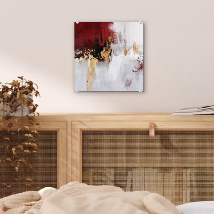 Rood - Marmer - Abstract - Goud - Modern plexiglas 5mm klein -sfeer4