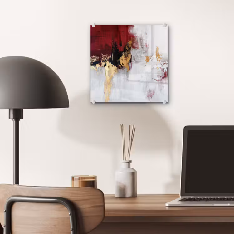 Rood - Marmer - Abstract - Goud - Modern plexiglas 5mm klein -sfeer6