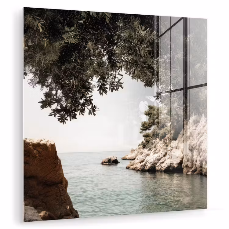 Rotsen - Zee - Boom - Groen plexiglas 5mm klein -zzzproduct_nieuw