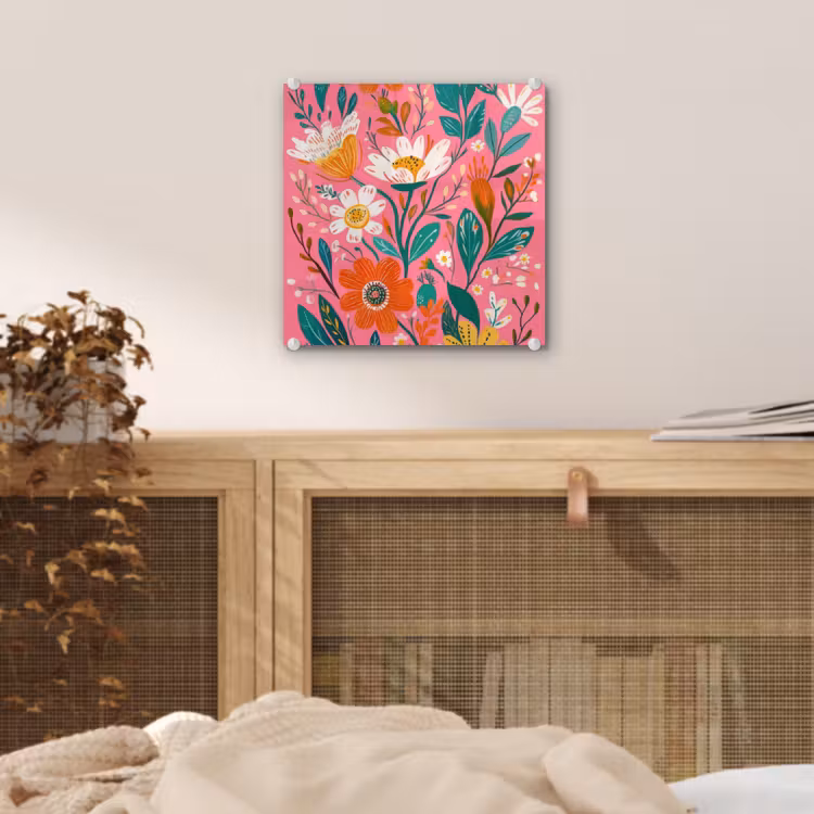 Roze - Bloemen - Wit - Oranje plexiglas 5mm klein -sfeer4