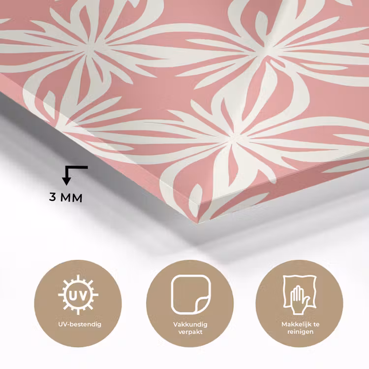 Roze - Bloemenmotief - Wit - Modern plexiglas 5mm klein 11 -sfeer2