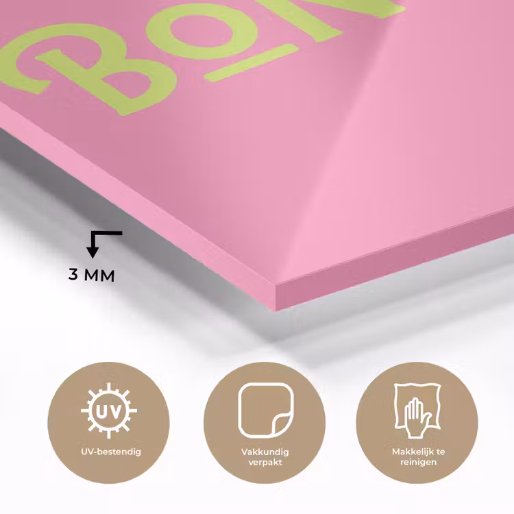 Roze - Groene Bonjour - art-deco plexiglas 5mm klein -sfeer2