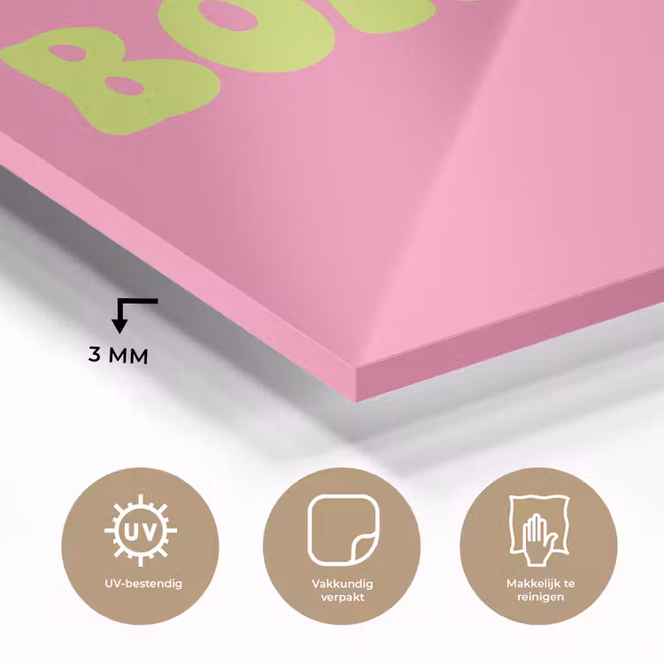 Roze - Groene bonjour - Organisch plexiglas 5mm klein -sfeer2