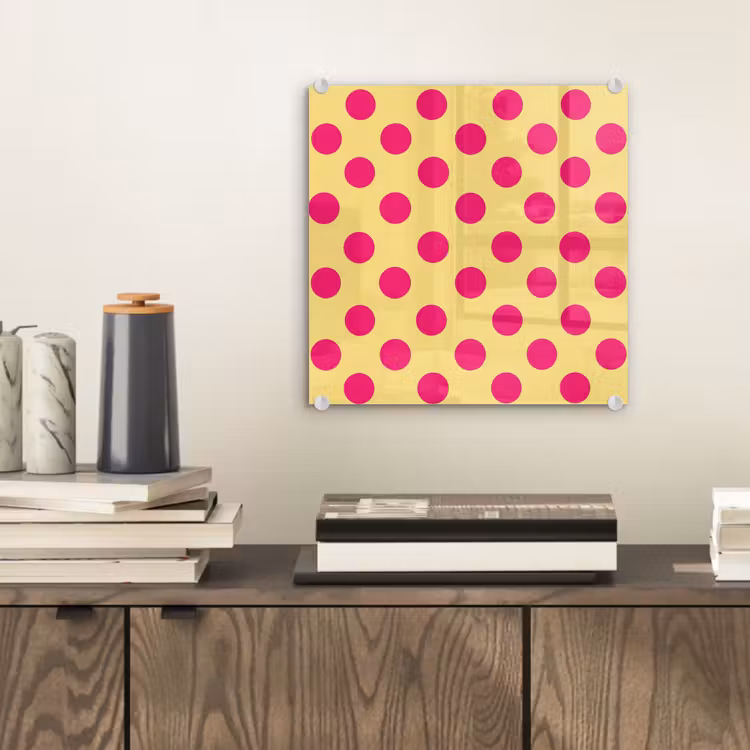 Roze - Stippen - Geel plexiglas 5mm klein 11 -sfeer1