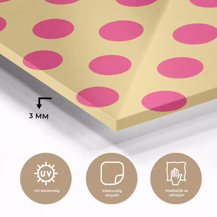 Roze - Stippen - Geel plexiglas 5mm klein 11 -sfeer2